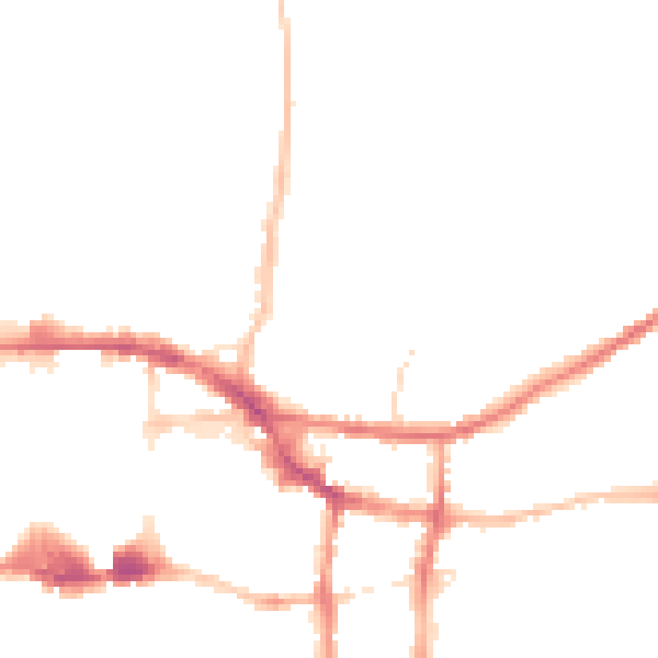 Night-time road noise heatmap for IP4 2DQ