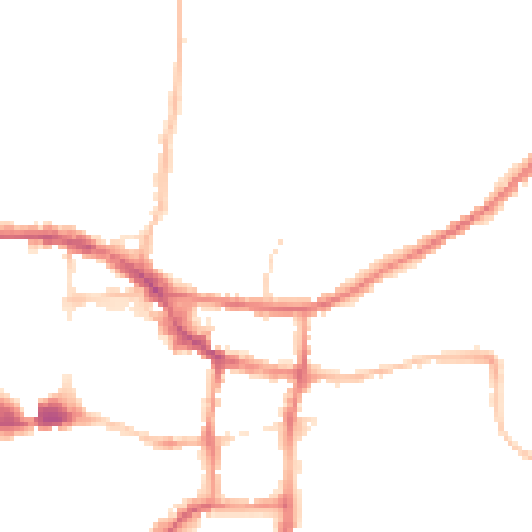 Night-time road noise heatmap for IP4 2EJ