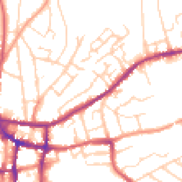 Daytime road noise heatmap for IP4 2PJ