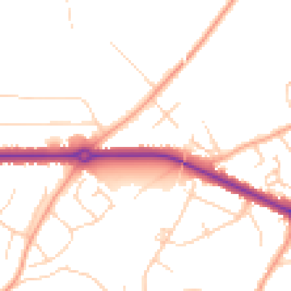 Daytime road noise heatmap for IP4 3BT