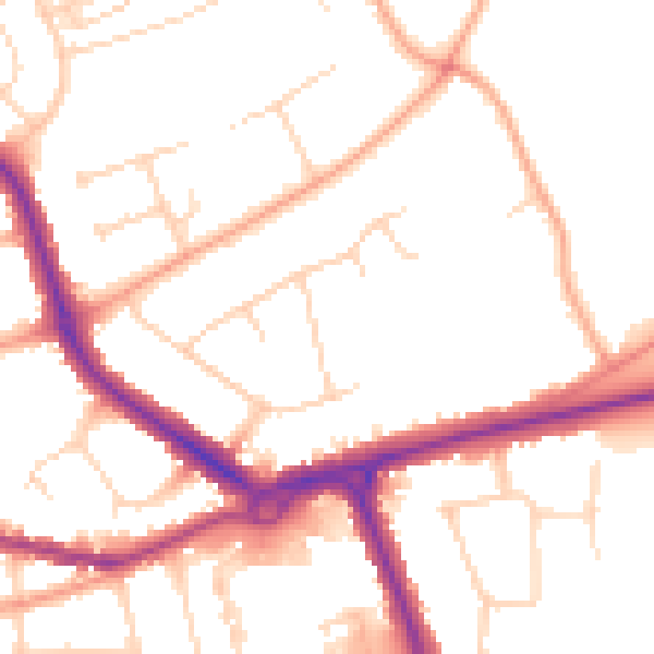Daytime road noise heatmap for IP4 3NH