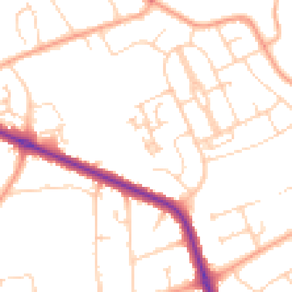 Daytime road noise heatmap for IP4 3NZ