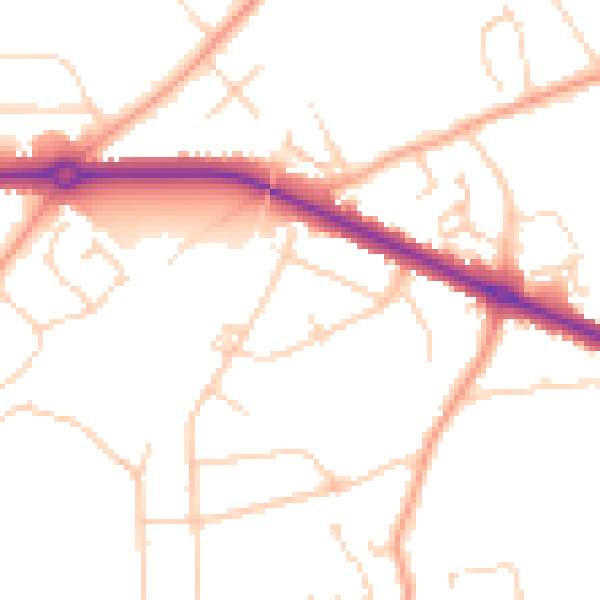 Daytime road noise heatmap for IP4 4DJ