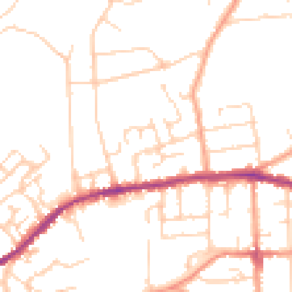 Daytime road noise heatmap for IP4 4EZ