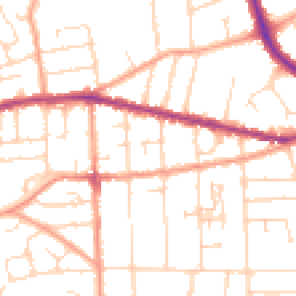 Daytime road noise heatmap for IP4 4PQ