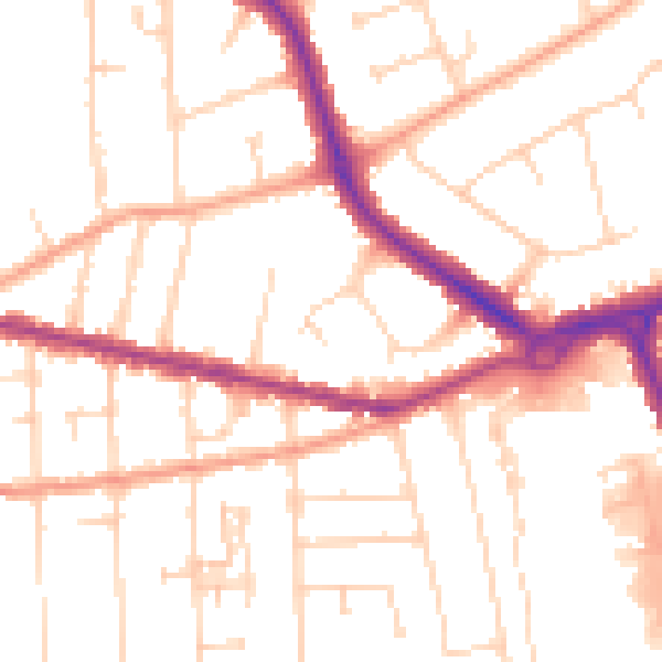 Daytime road noise heatmap for IP4 4QQ