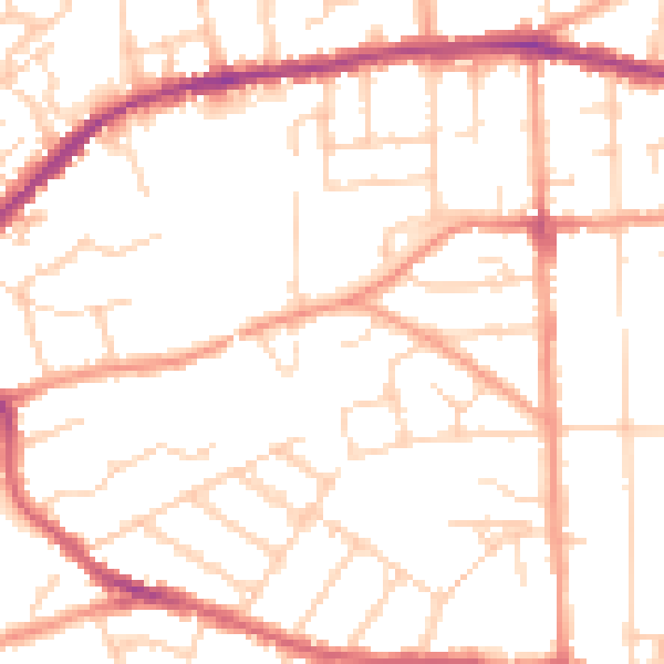 Daytime road noise heatmap for IP4 5JY