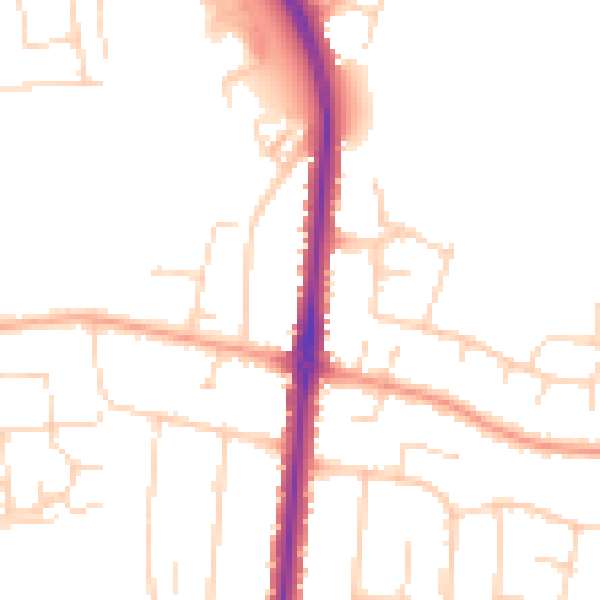 Daytime road noise heatmap for IP4 5RZ