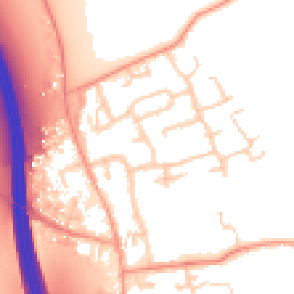 Daytime road noise heatmap for IP6 0BQ