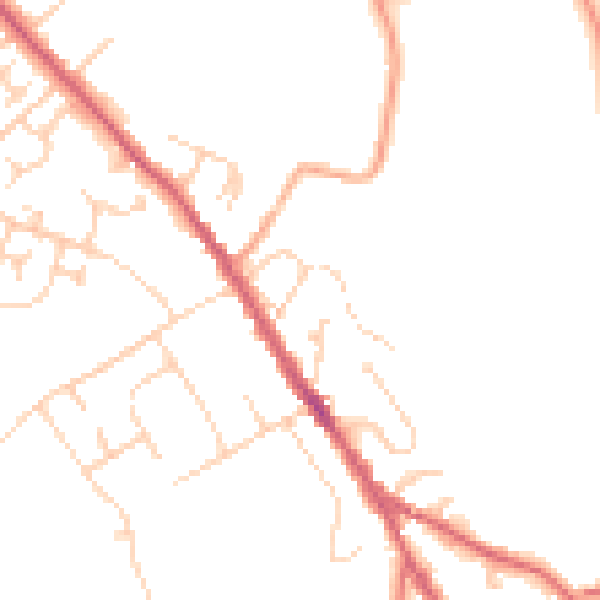 Daytime road noise heatmap for IP6 8AG
