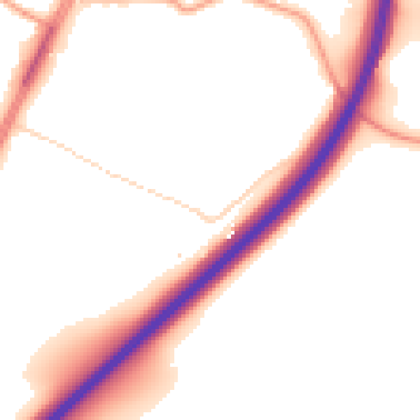 Daytime road noise heatmap for IP8 3JS