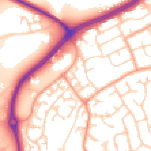 Daytime road noise heatmap for IP8 3RS