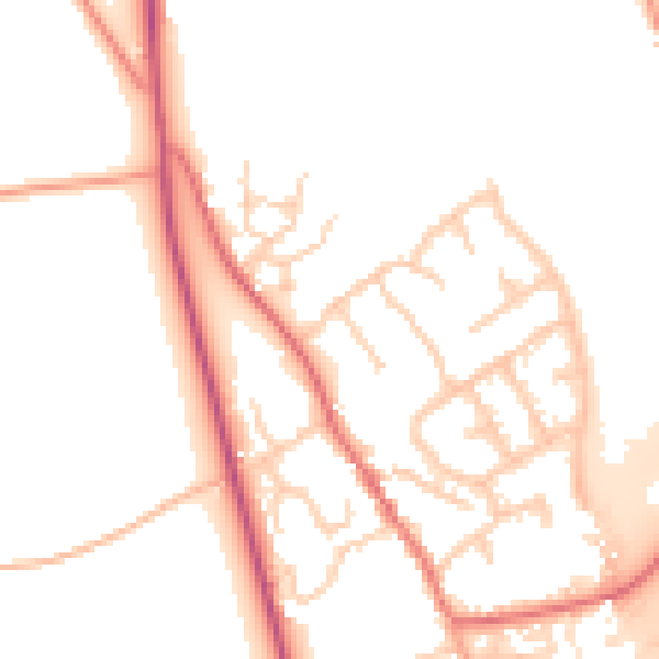Daytime road noise heatmap for IP8 4EL