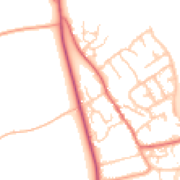Daytime road noise heatmap for IP8 4JE