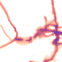 Night-time road noise heatmap for KT1 1AE