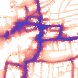 Daytime road noise heatmap for KT1 1NN