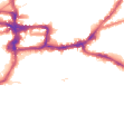 Night-time road noise heatmap for KT1 3DQ