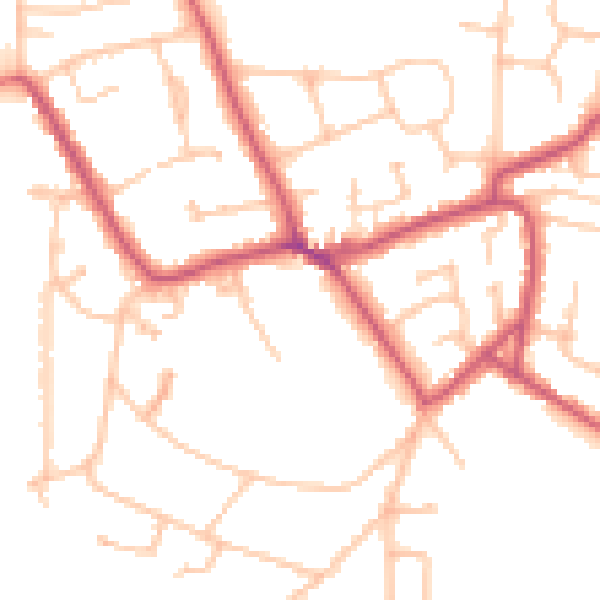 Daytime road noise heatmap for KT10 0AR