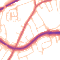 Daytime road noise heatmap for KT10 0AZ