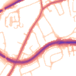 Daytime road noise heatmap for KT10 0BA