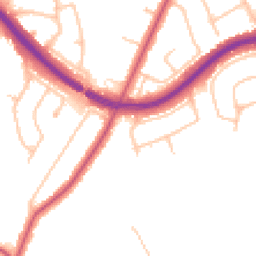 Daytime road noise heatmap for KT10 0BS