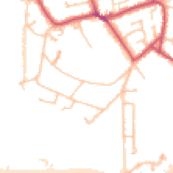 Daytime road noise heatmap for KT10 0LU