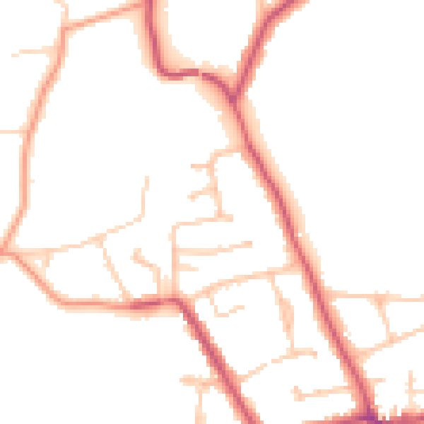 Daytime road noise heatmap for KT10 0QE