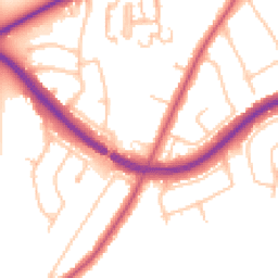 Daytime road noise heatmap for KT10 0SP