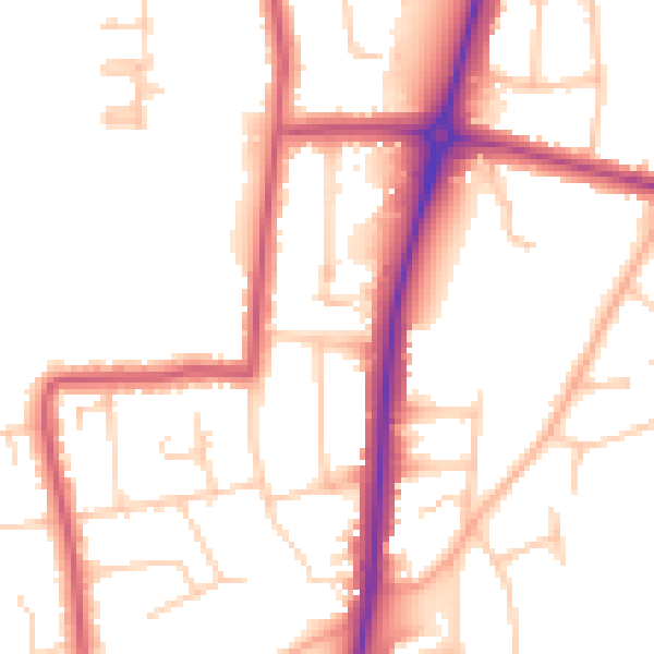 Daytime road noise heatmap for KT10 8JG