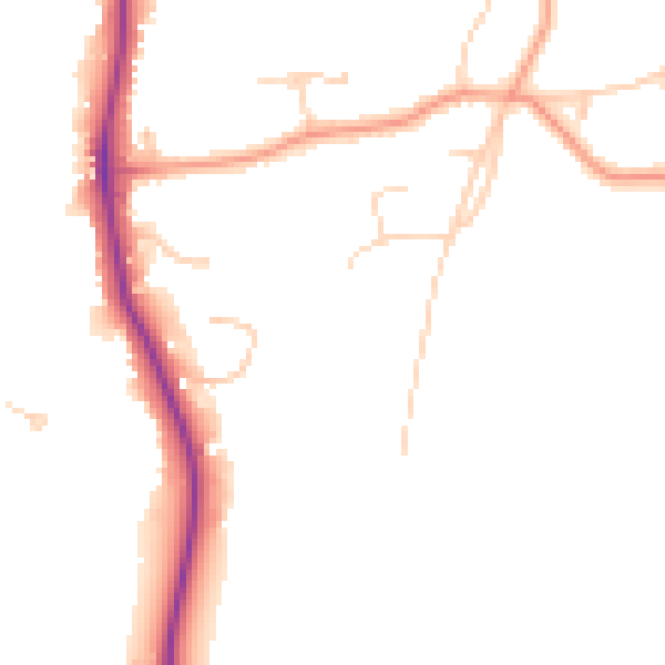 Daytime road noise heatmap for KT10 9DN