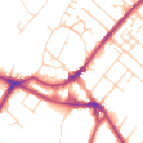 Daytime road noise heatmap for KT12 1AA