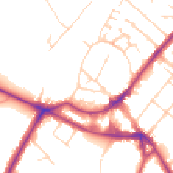 Daytime road noise heatmap for KT12 1AL