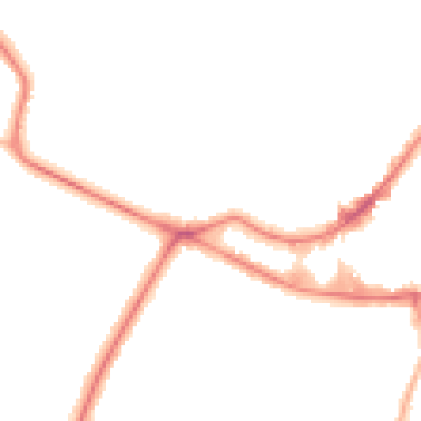 Night-time road noise heatmap for KT12 1AP