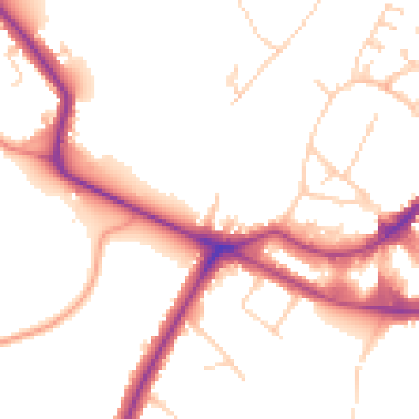 Daytime road noise heatmap for KT12 1BH