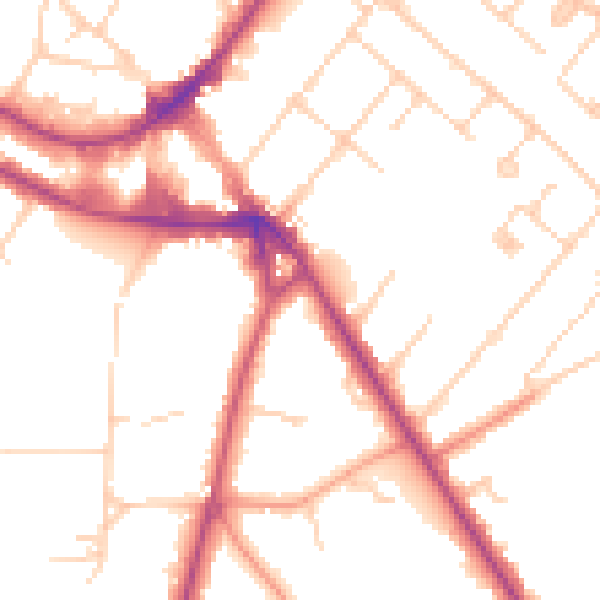 Daytime road noise heatmap for KT12 1LB
