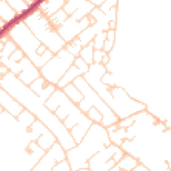 Daytime road noise heatmap for KT12 2AZ