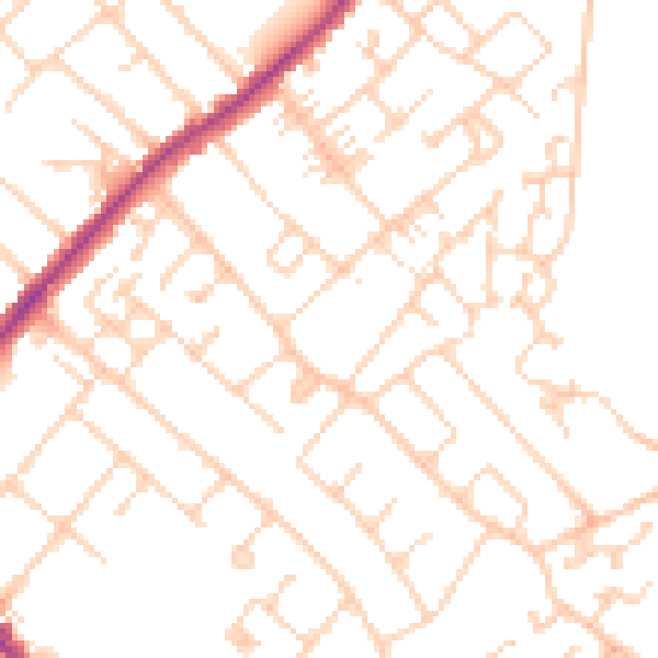 Daytime road noise heatmap for KT12 2BF