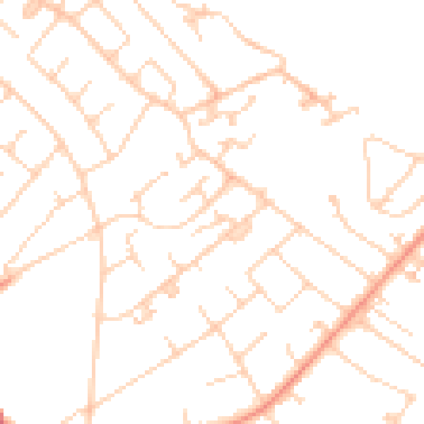 Daytime road noise heatmap for KT12 3NQ