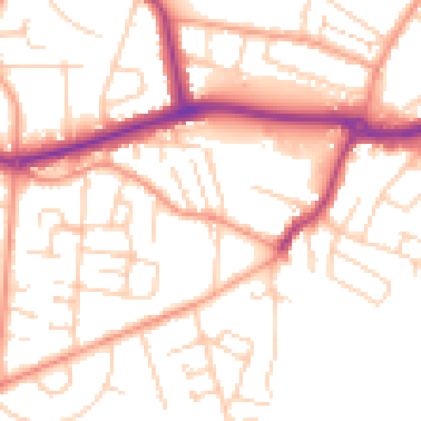 Daytime road noise heatmap for KT12 5ND