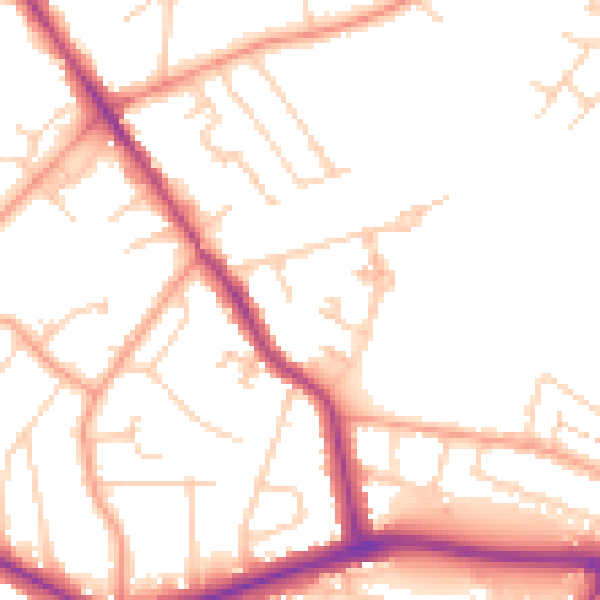 Daytime road noise heatmap for KT12 5NT