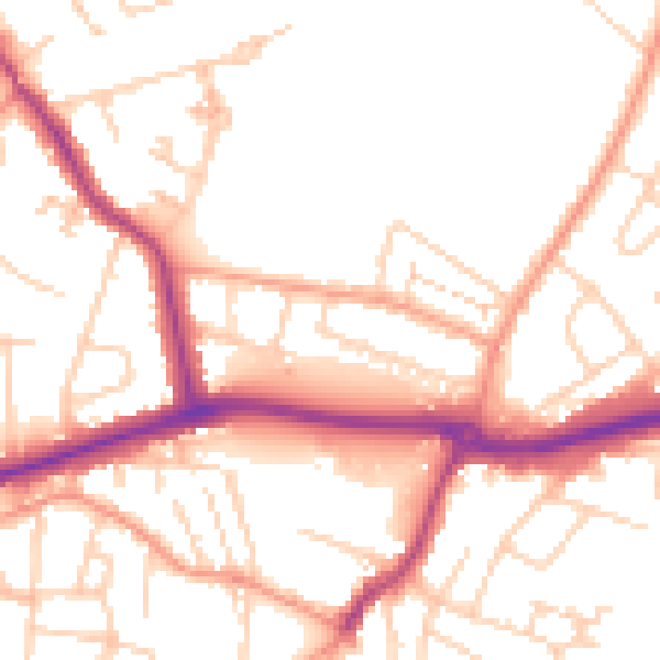 Daytime road noise heatmap for KT12 5QF