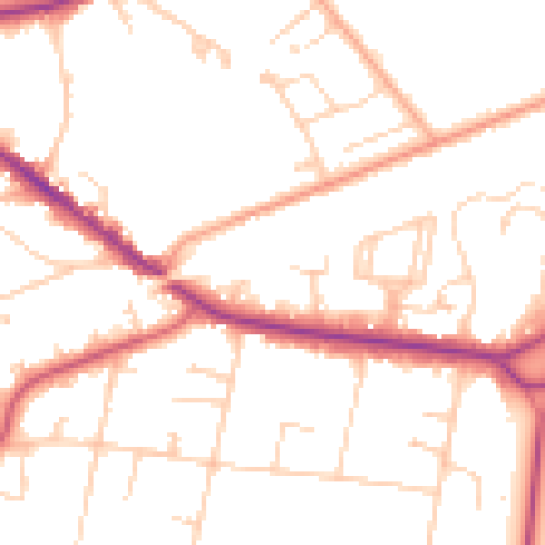 Daytime road noise heatmap for KT13 0AA