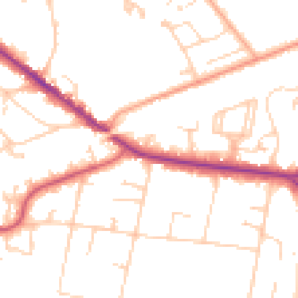 Daytime road noise heatmap for KT13 0AB