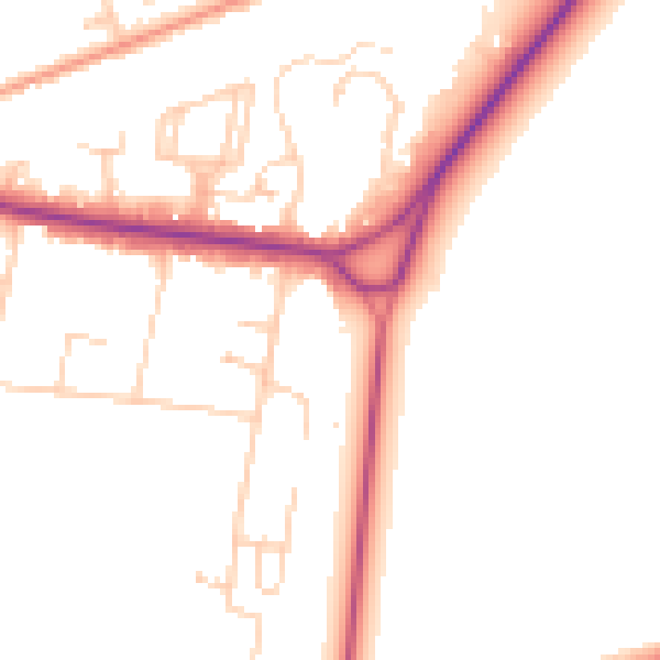 Daytime road noise heatmap for KT13 0AF