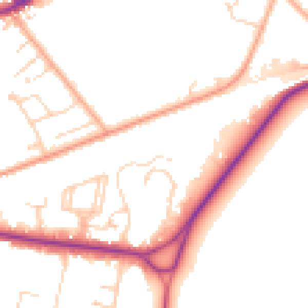 Daytime road noise heatmap for KT13 0AG