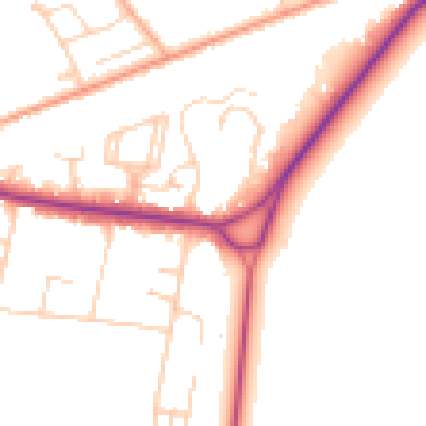 Daytime road noise heatmap for KT13 0AH