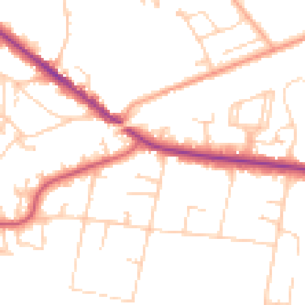 Daytime road noise heatmap for KT13 0AT