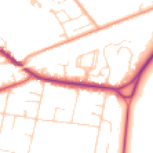 Daytime road noise heatmap for KT13 0AX