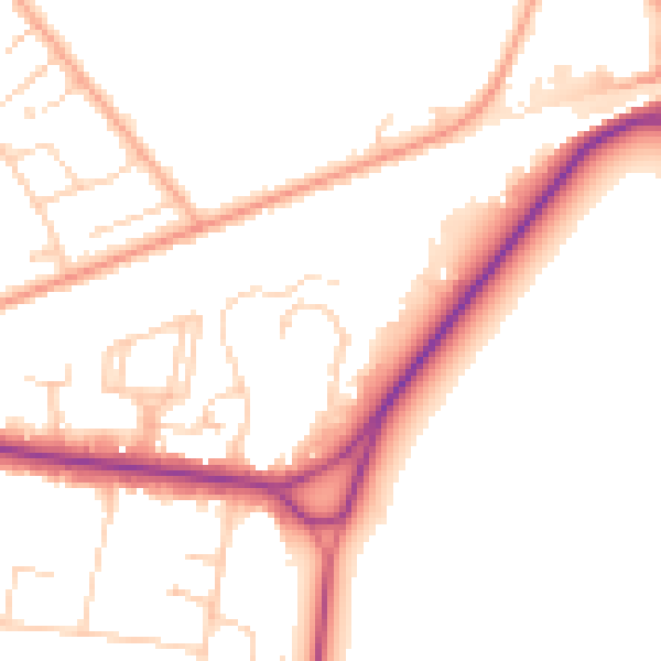 Daytime road noise heatmap for KT13 0AY