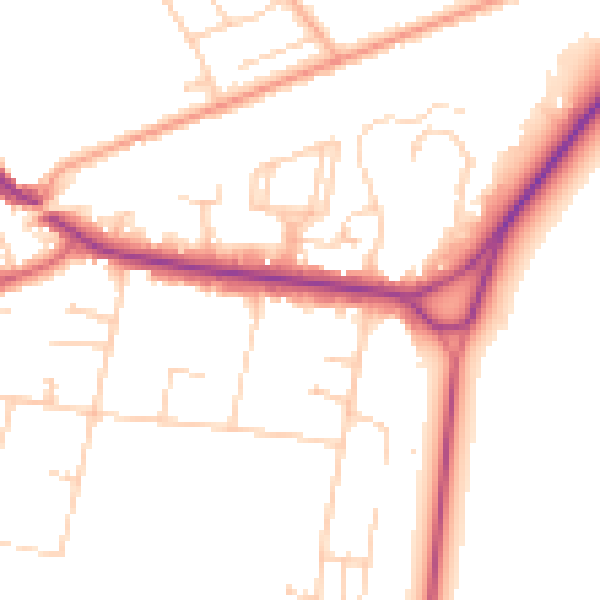 Daytime road noise heatmap for KT13 0AZ